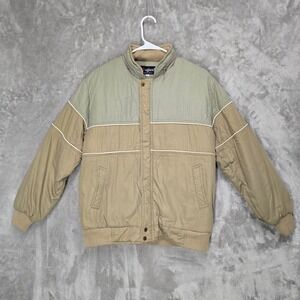 Vintage England Casual Wear Jacket Mens Large Beige‎ Green Lined Hooded